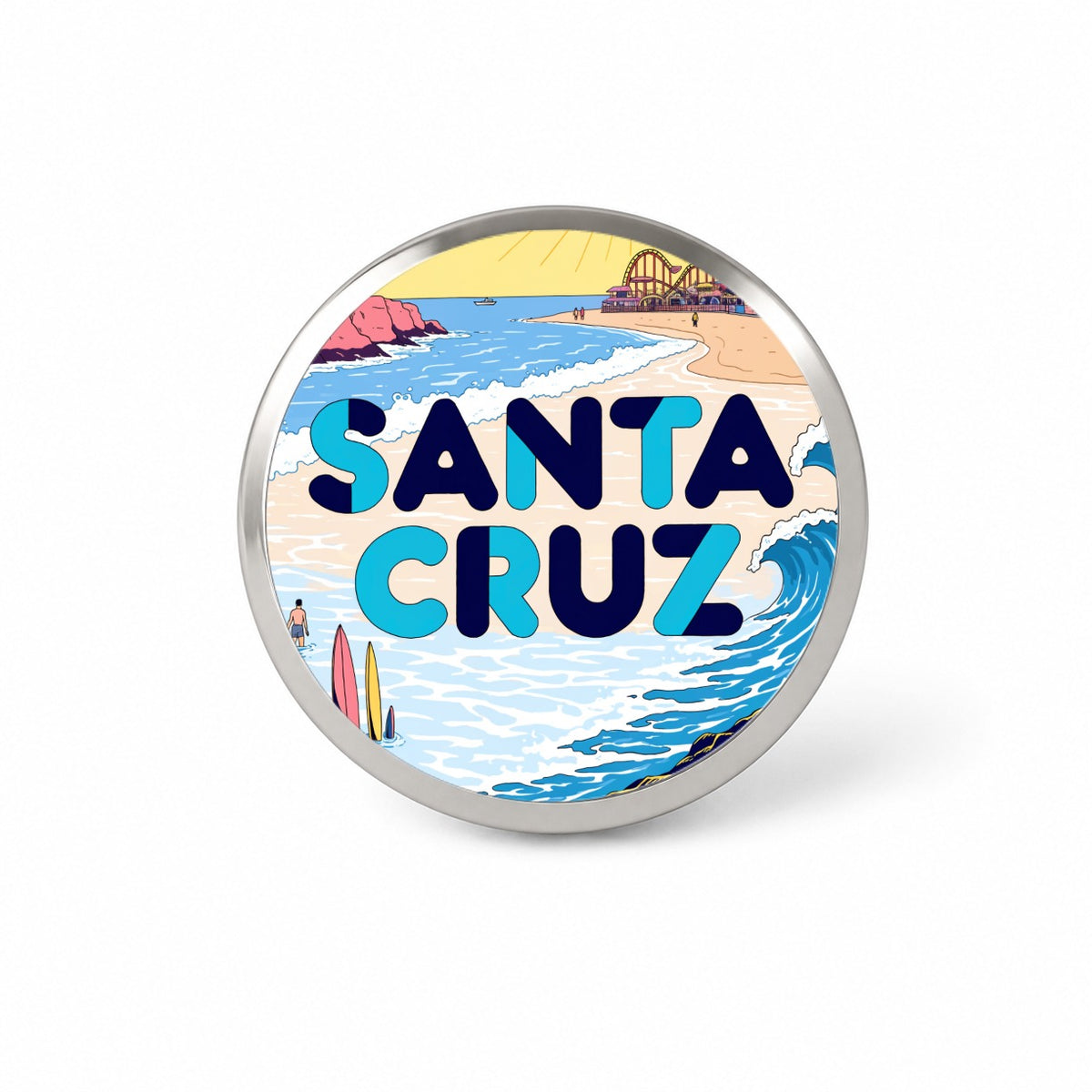 Santa Cruz Beach Travel Novelty Hat Backpack Lapel Pin