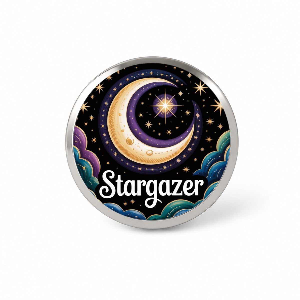 Stargazer Large Crescent Moon Novelty Hat Backpack Lapel Pin
