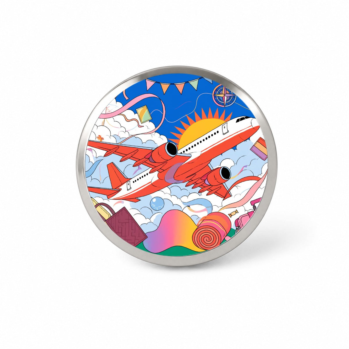 Travel Airplane Flight Attendant Pilot Novelty Hat Backpack Lapel Pin