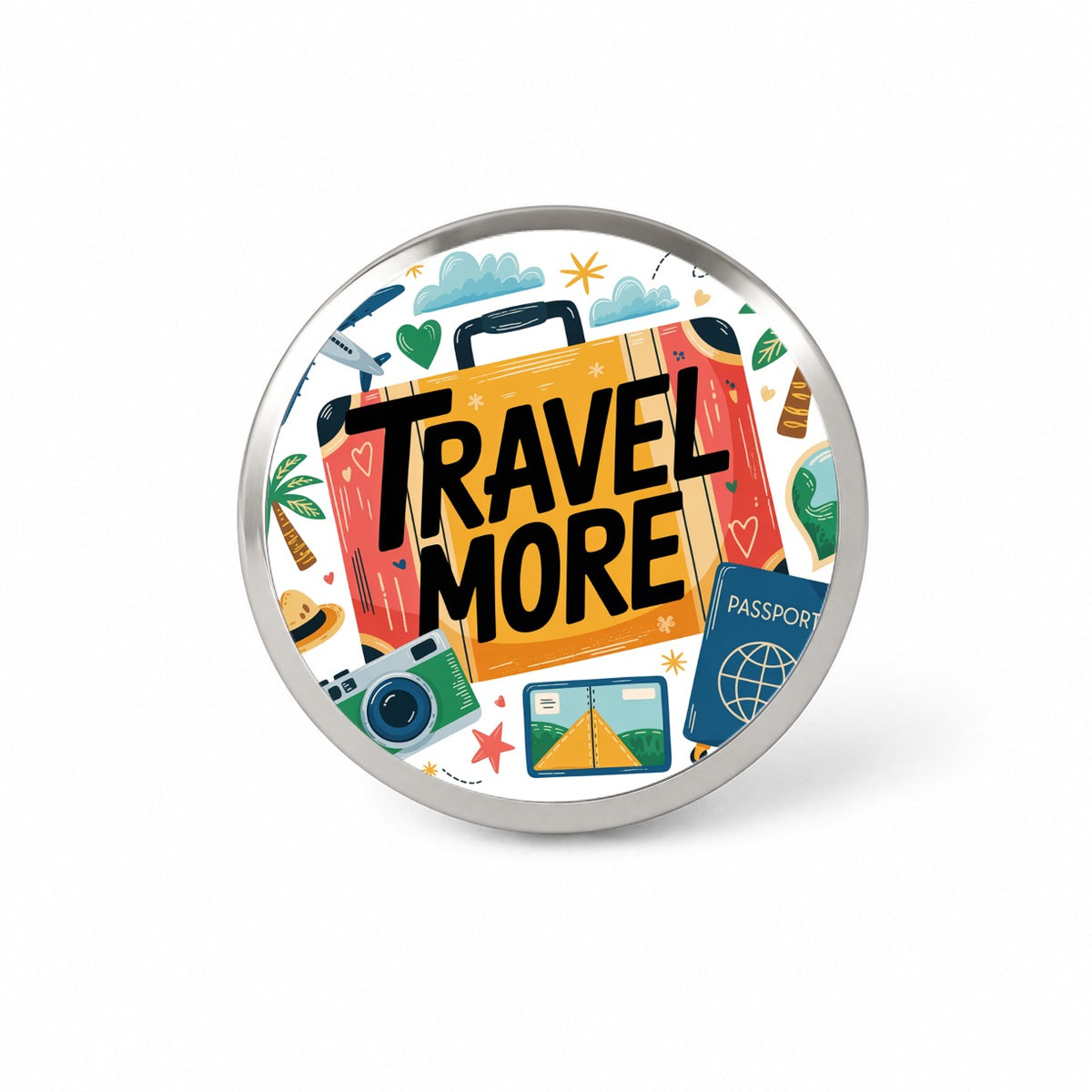 Travel More Colorful Suitcase Novelty Hat Backpack Lapel Pin