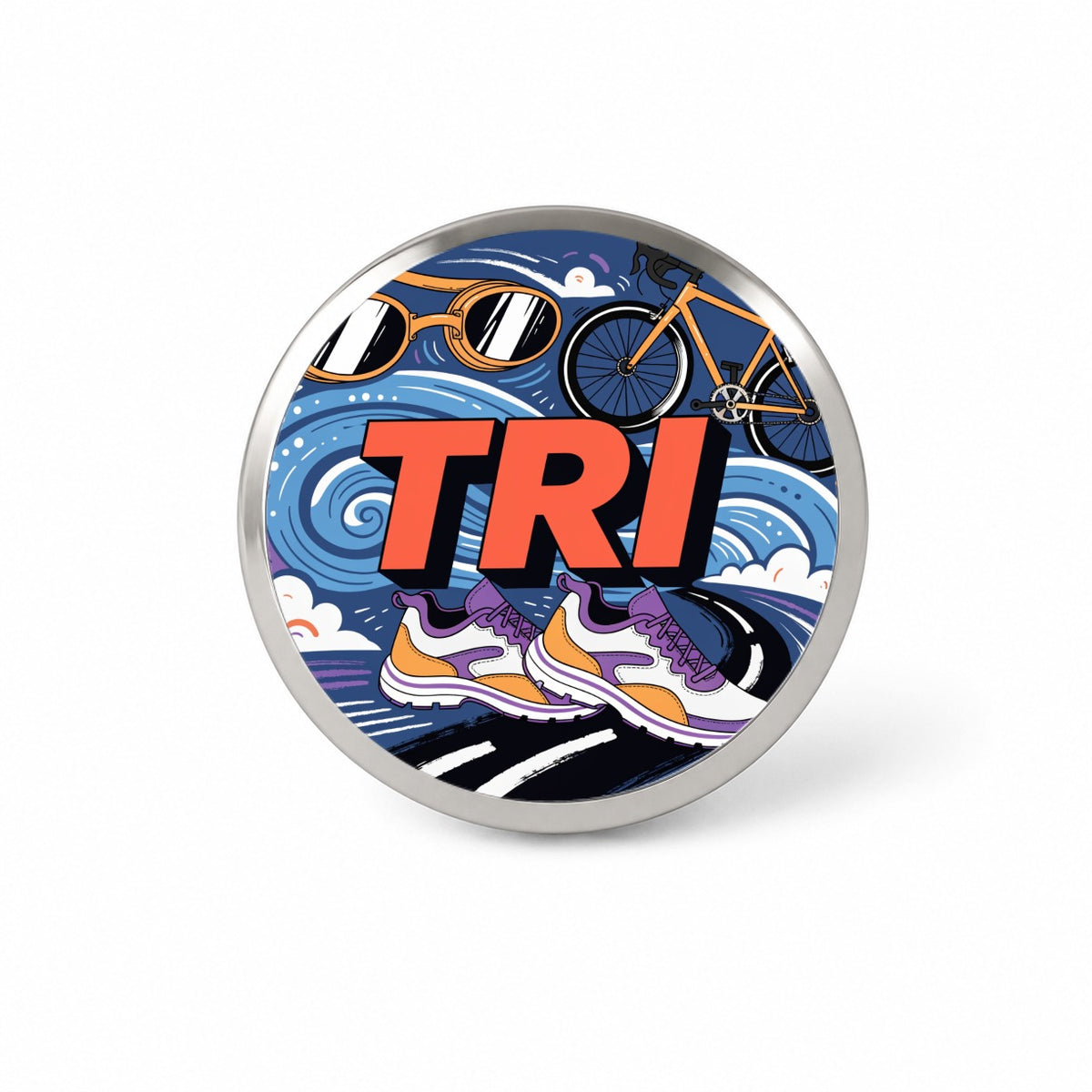 Triathlon Swim Bike Run Novelty Hat Backpack Lapel Pin