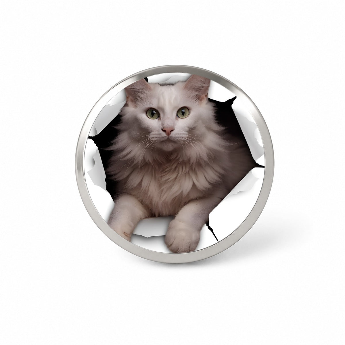 Turkish Angora Cat Breakout Novelty Hat Backpack Lapel Pin