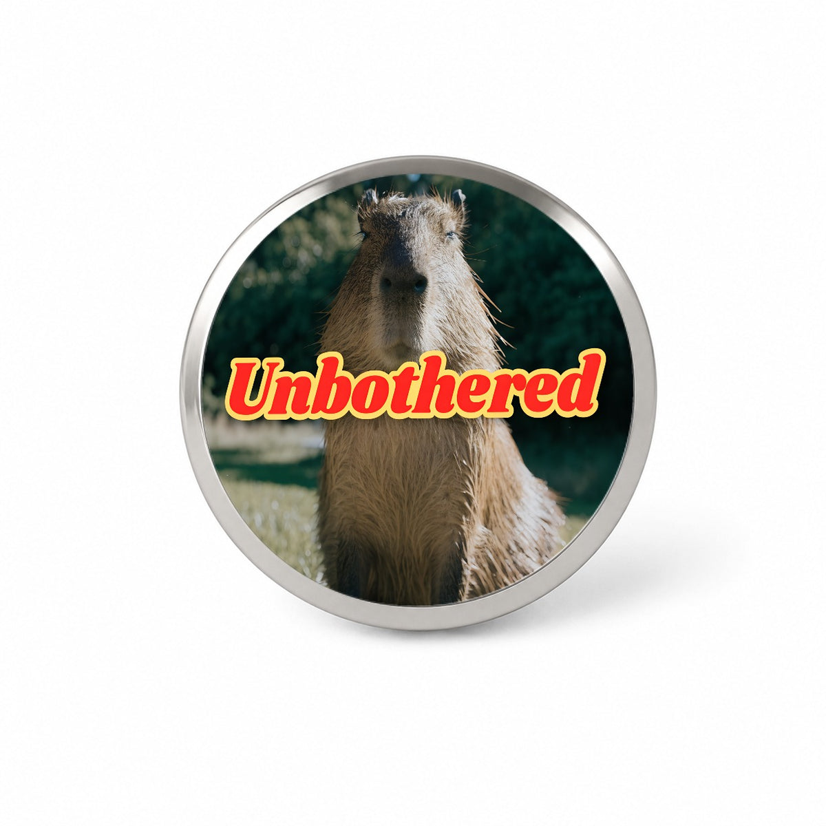Unbothered Capybara Funny Novelty Hat Backpack Lapel Pin