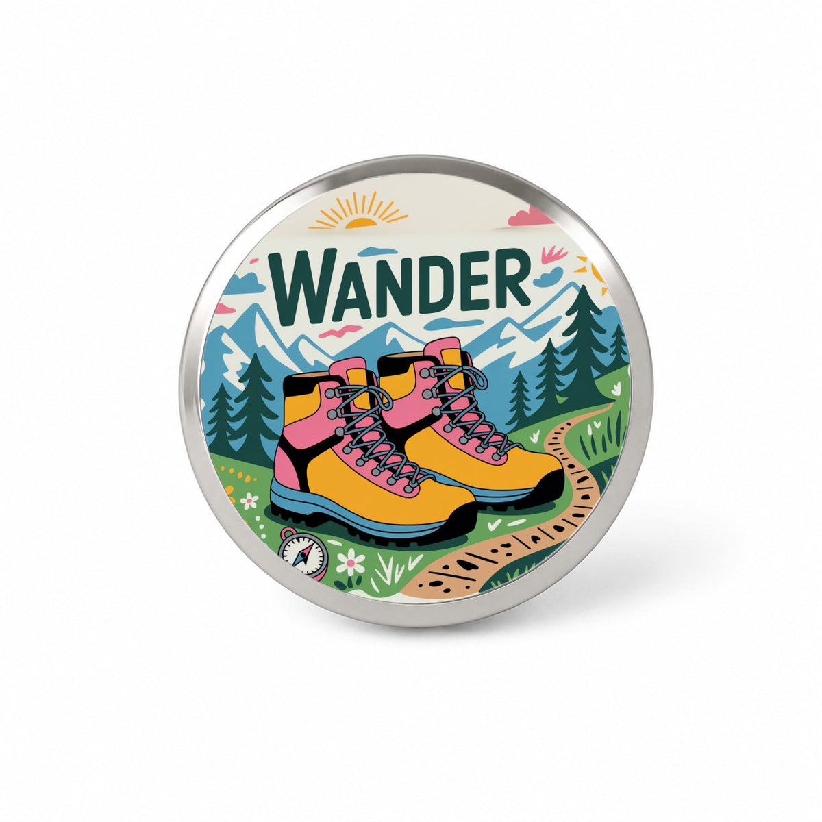 Wander Hiking Boots Hiker Novelty Hat Backpack Lapel Pin