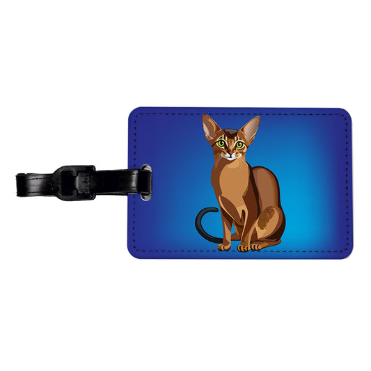 Abyssinian Cat Sitting Travel Faux Leather Luggage Tag