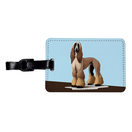 Afghan Hound Dog Standing Travel Faux Leather Luggage Tag