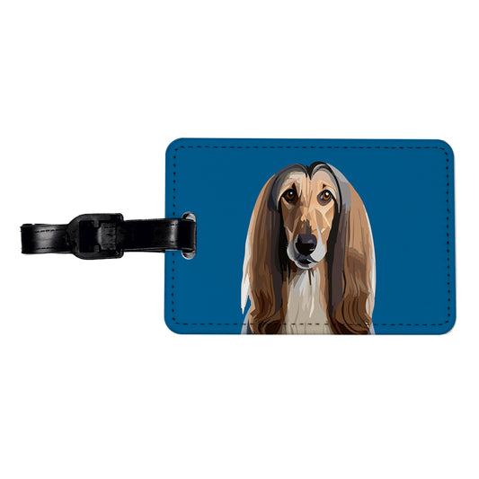 Afghan Hound Dog Staring Travel Faux Leather Luggage Tag