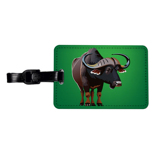 African Buffalo Standing Travel Faux Leather Luggage Tag