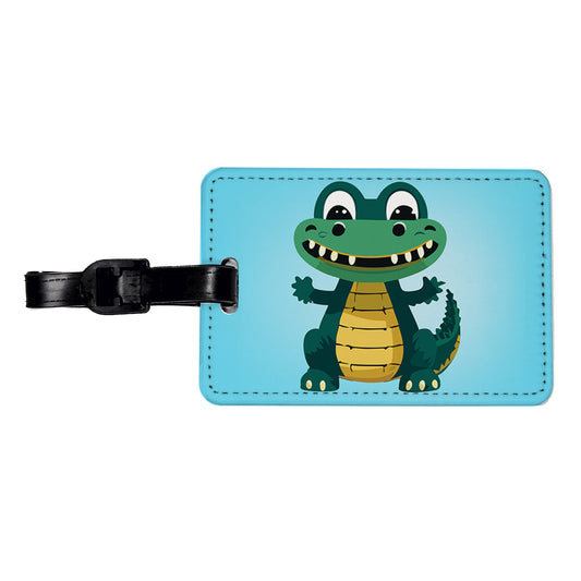 Alligator Crocodile Happy Travel Faux Leather Luggage Tag