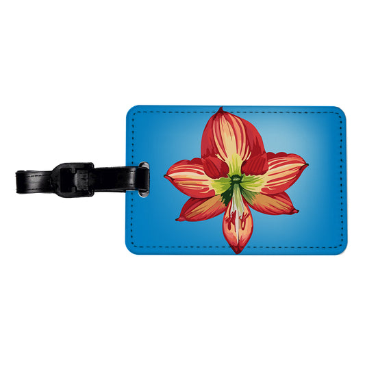 Amaryllis Flower Christmas Travel Faux Leather Luggage Tag