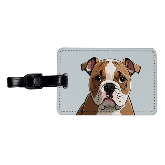 American Bulldog Staring Travel Faux Leather Luggage Tag