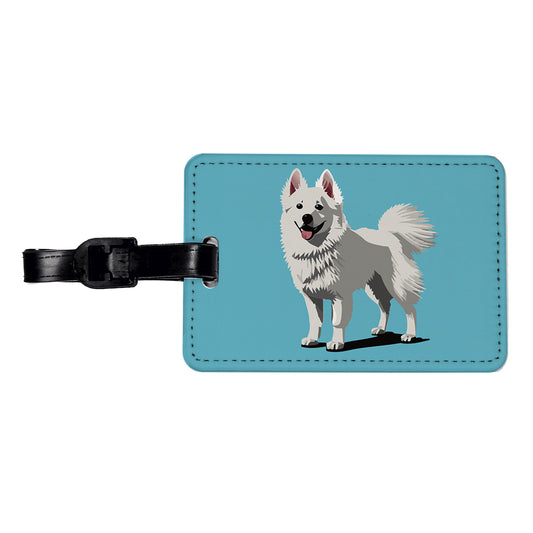 American Eskimo Dog Standing Travel Faux Leather Luggage Tag