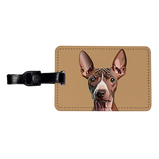 American Hairless Terrier Staring Travel Faux Leather Luggage Tag