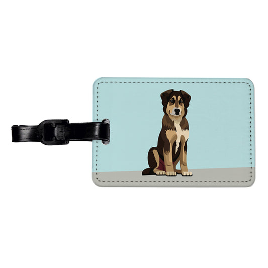 Anatolian Shepherd Dog Sitting Travel Faux Leather Luggage Tag