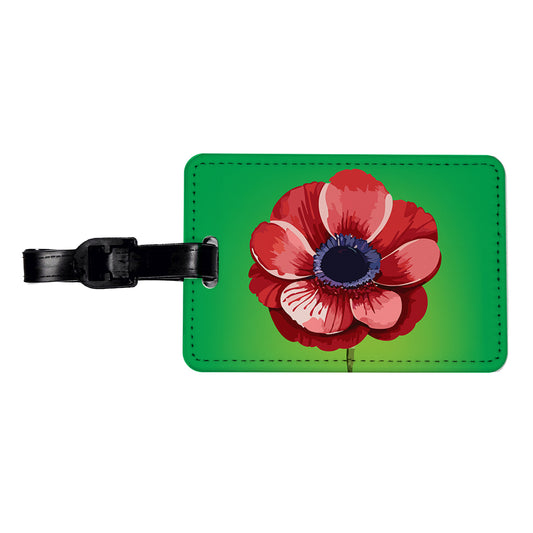 Anemone Flower Watercolor Red Travel Faux Leather Luggage Tag