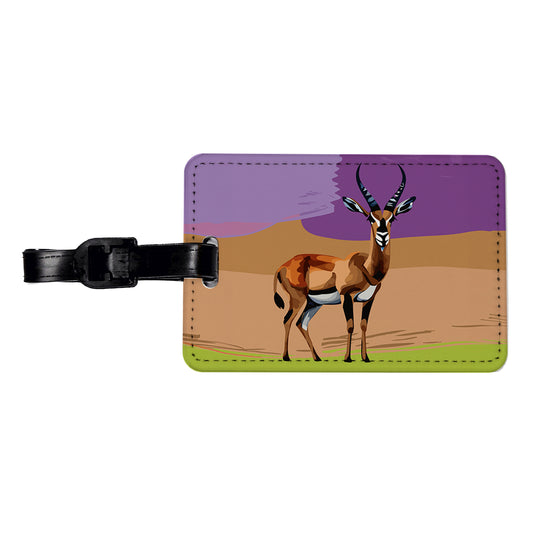 Antelope Buck Watercolor Travel Faux Leather Luggage Tag