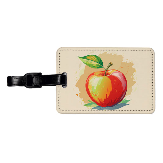 Apple Watercolor Teacher Travel Faux Leather Luggage Tag