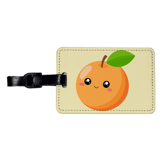 Apricot Cute Happy Fruit Travel Faux Leather Luggage Tag