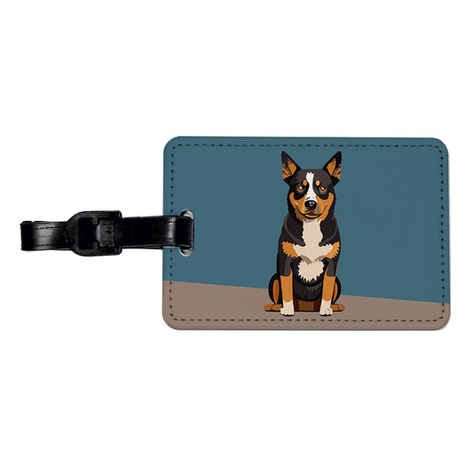 Australian Cattle Dog Sitting Travel Faux Leather Luggage Tag