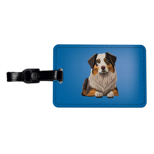 Australian Shepherd Dog Travel Faux Leather Luggage Tag