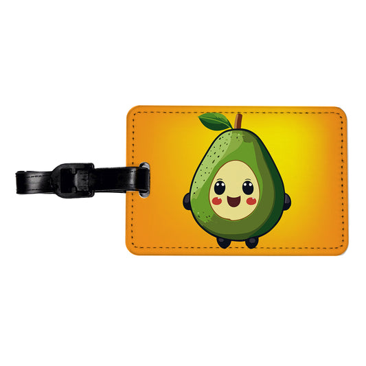 Avocado Smiling Funny Travel Faux Leather Luggage Tag