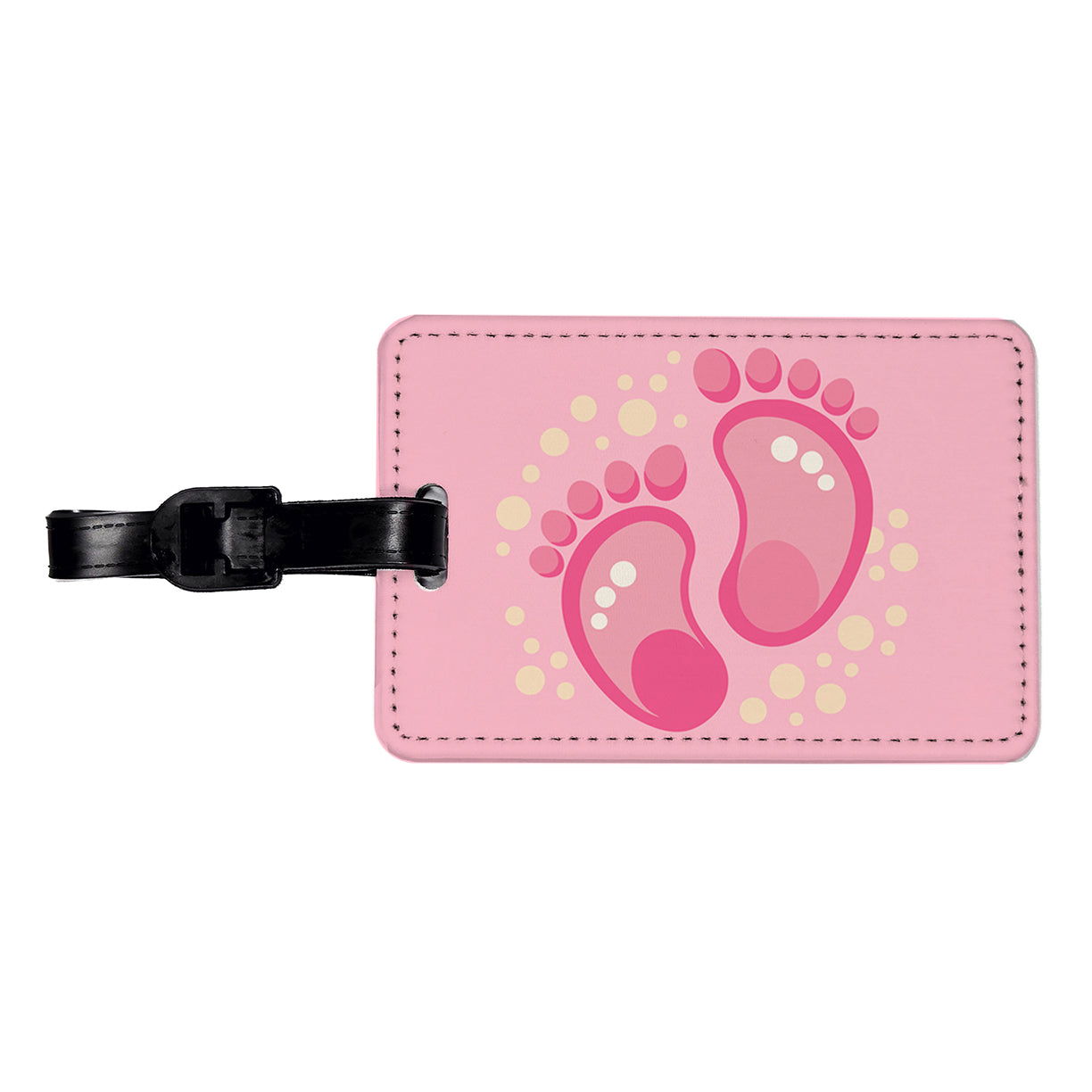 Baby Footprints Pink Travel Faux Leather Luggage Tag