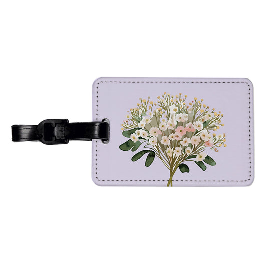 Baby's Breath Flowers White Travel Faux Leather Luggage Tag