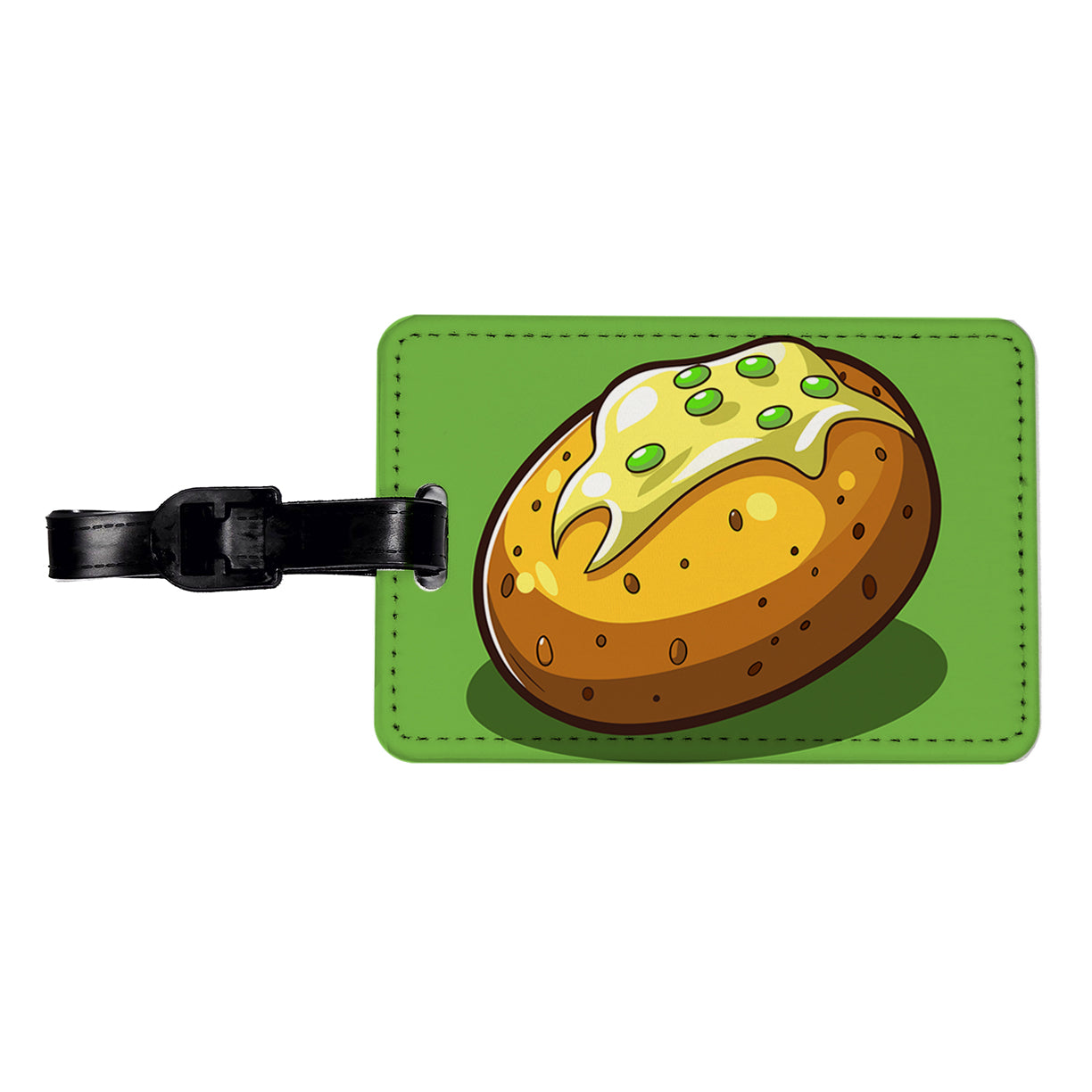 Baked Potato with Butter Travel Faux Leather Luggage Tag