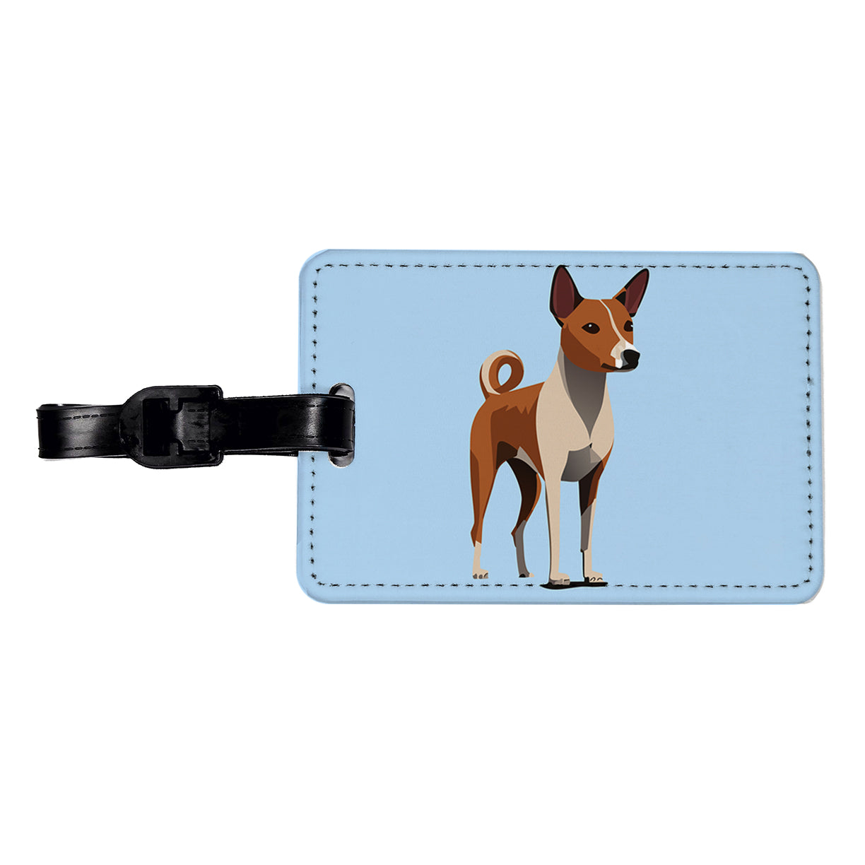 Basenji Dog Standing Travel Faux Leather Luggage Tag