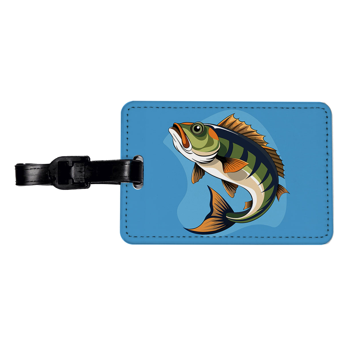 Bass Fish Fishing Travel Faux Leather Luggage Tag