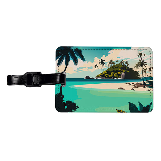 Beach Tropical Island Paradise Vacation Travel Faux Leather Luggage Tag