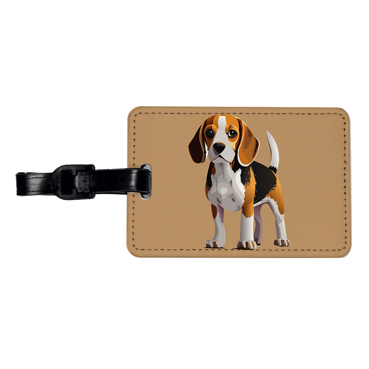 Beagle Dog Standing Travel Faux Leather Luggage Tag