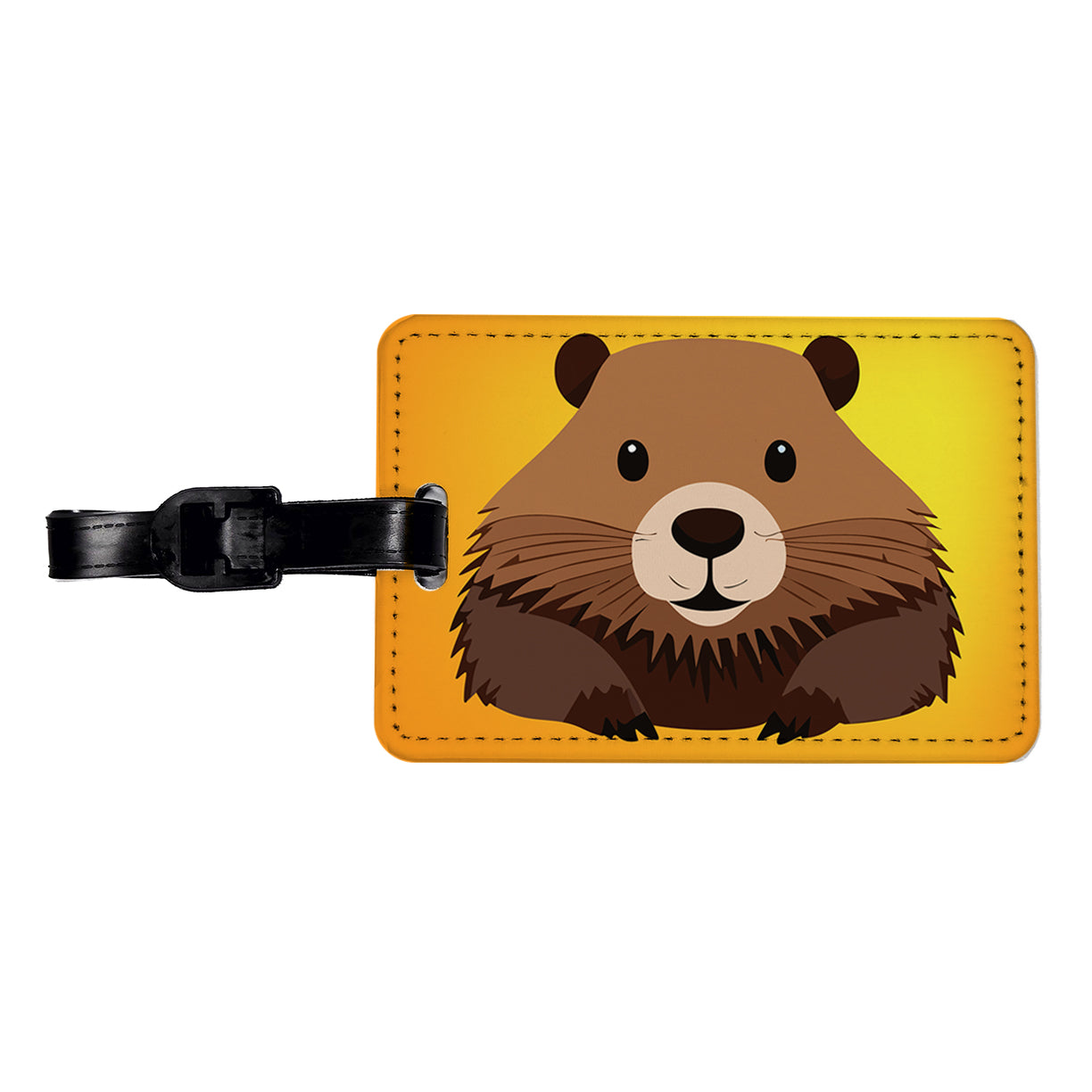 Beaver Cute Staring Travel Faux Leather Luggage Tag