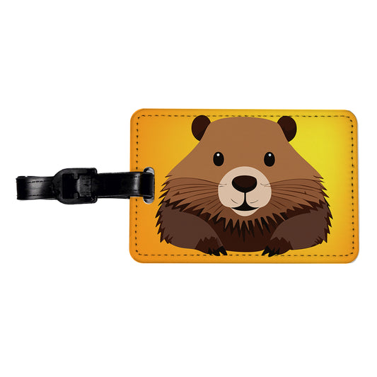 Beaver Cute Staring Travel Faux Leather Luggage Tag