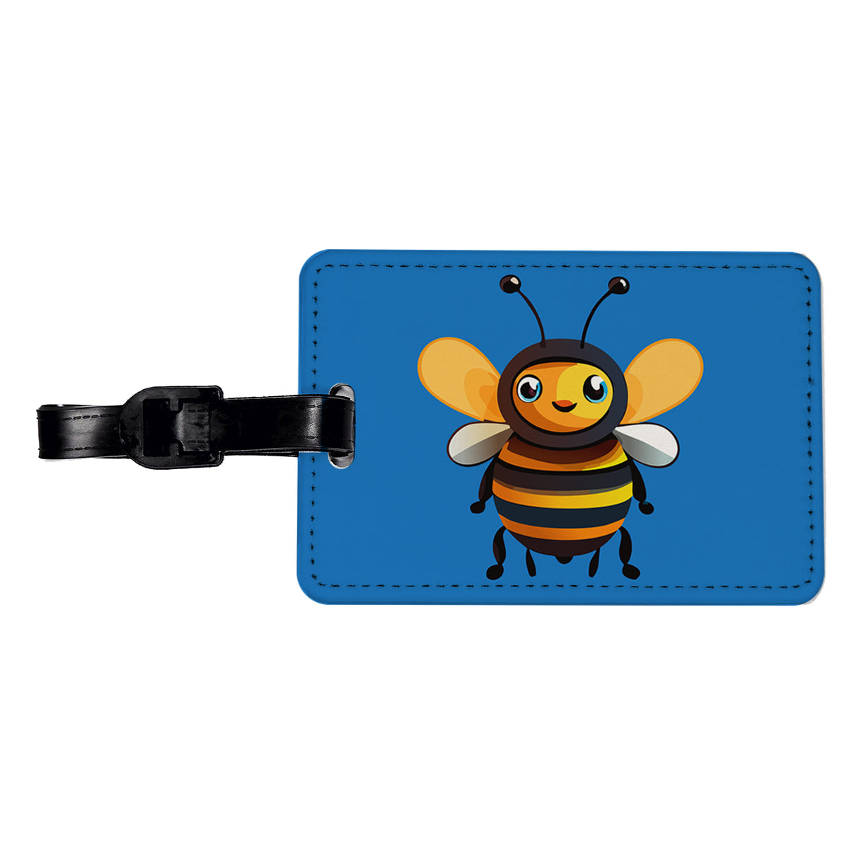 Bee Happy Smiling Travel Faux Leather Luggage Tag