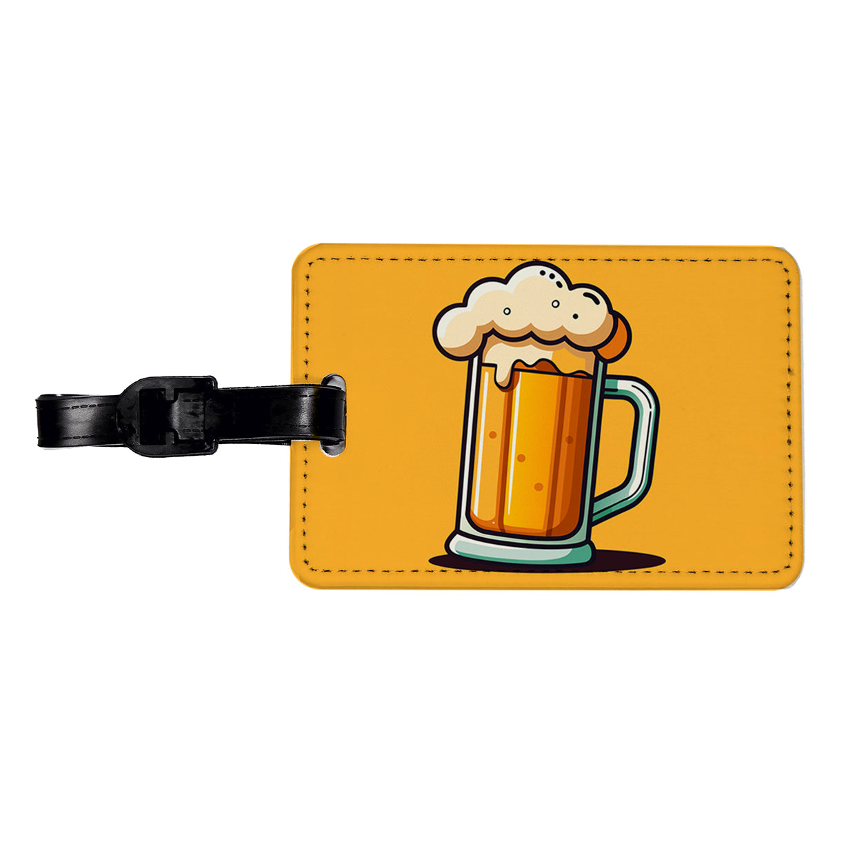 Beer Glass Foaming Stein Travel Faux Leather Luggage Tag
