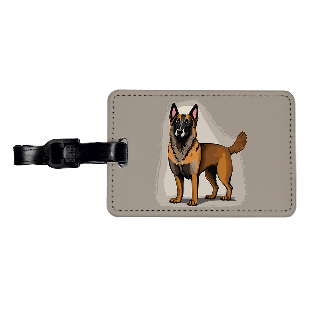 Belgian Shepherd Dog Standing Travel Faux Leather Luggage Tag