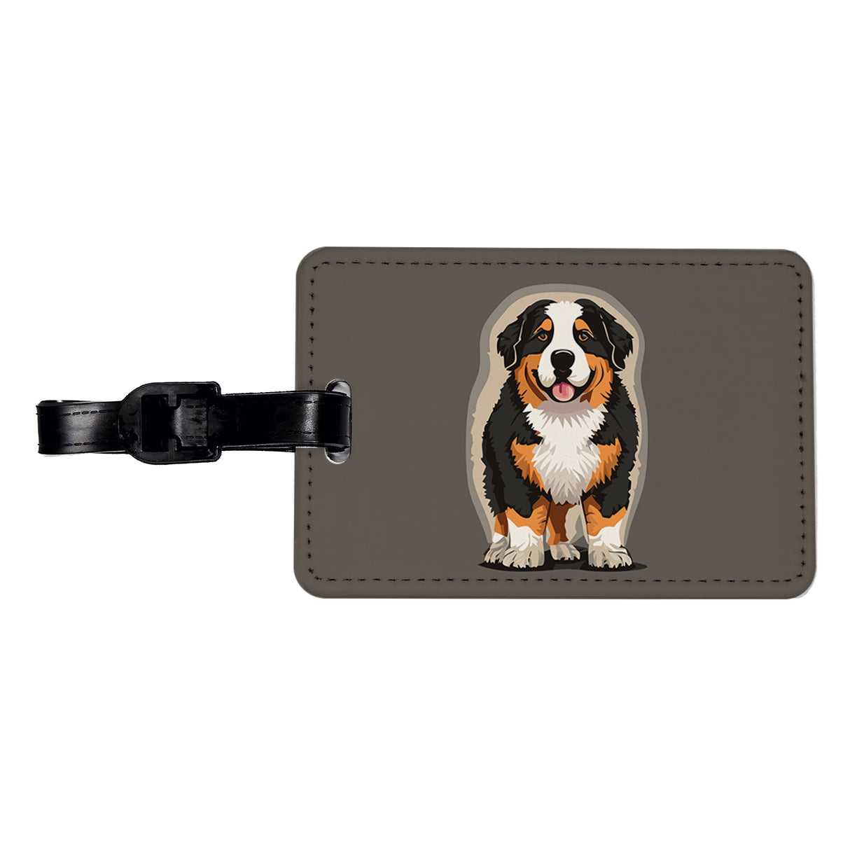 Bernese Mountain Dog Standing Travel Faux Leather Luggage Tag