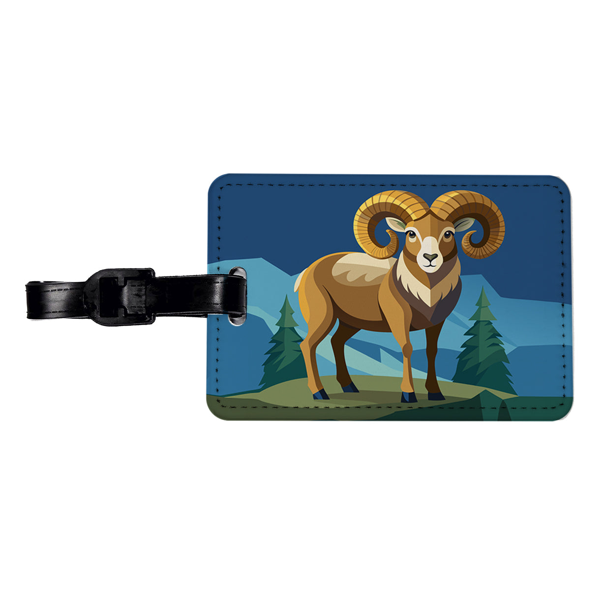 Bighorn Sheep Travel Faux Leather Luggage Tag