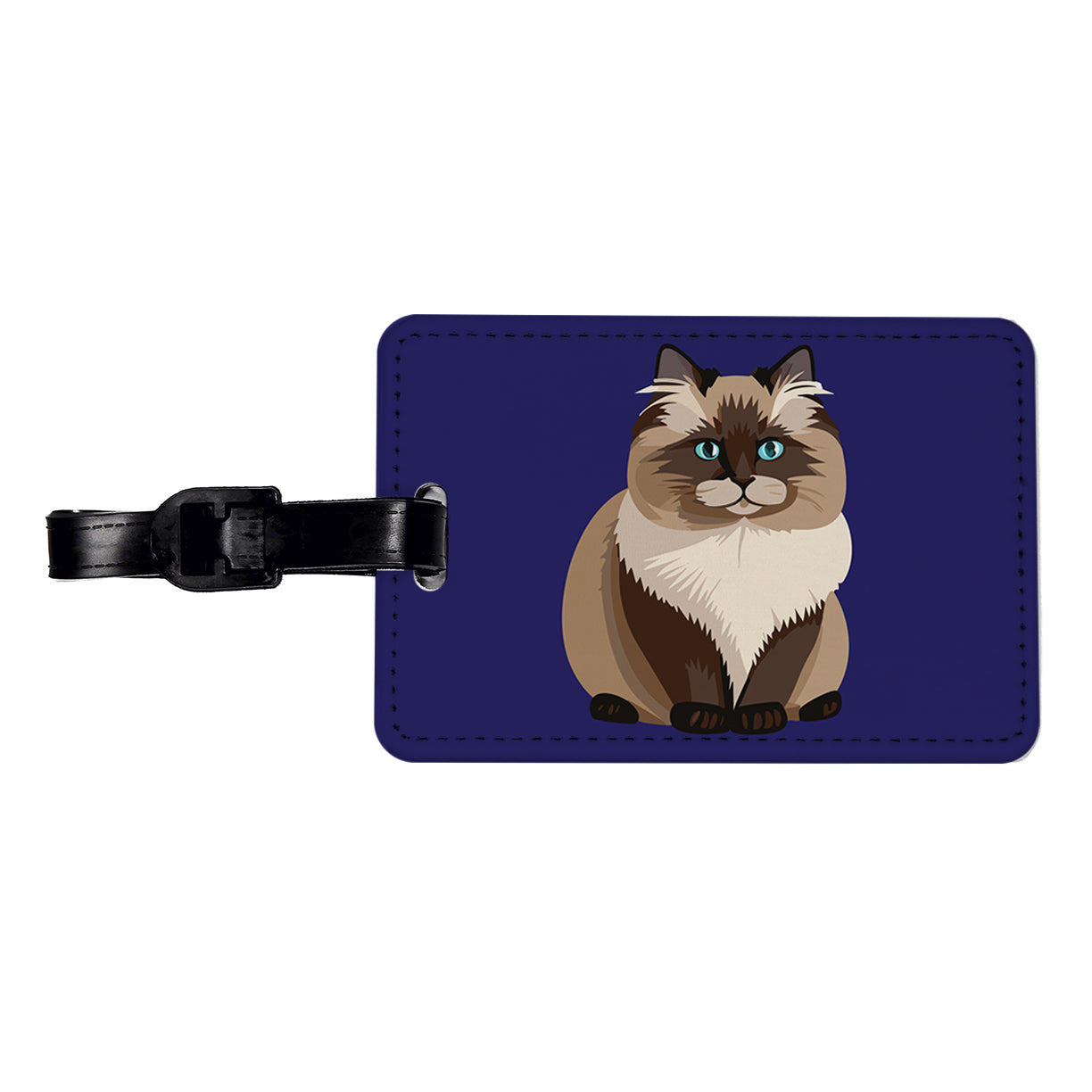 Birman Cat Sitting Travel Faux Leather Luggage Tag