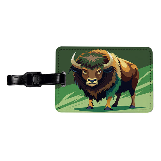 Bison Staring Travel Faux Leather Luggage Tag