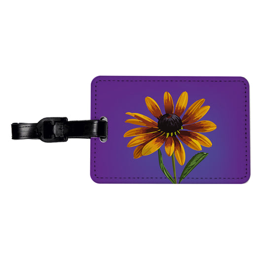 Black Eyed Susan Flower Yellow Watercolor Travel Faux Leather Luggage Tag