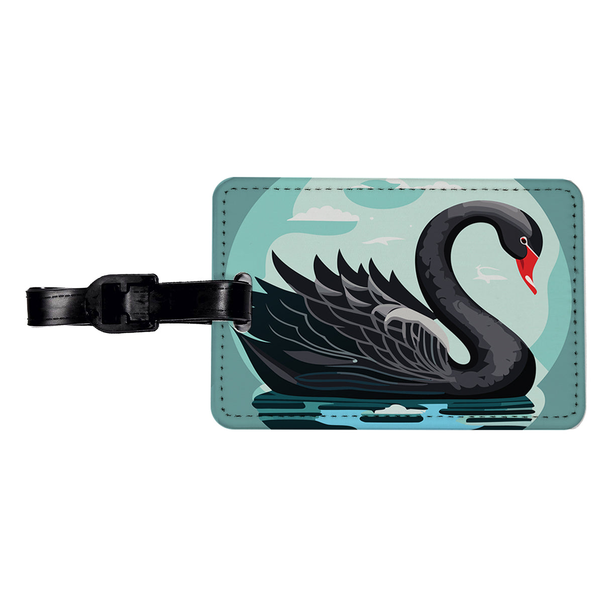 Black Swan Swimming Travel Faux Leather Luggage Tag