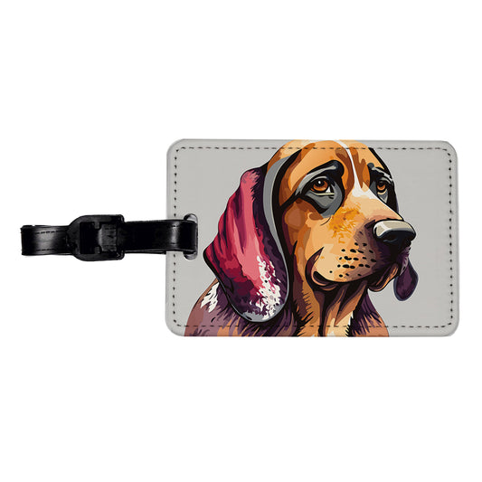 Bloodhound Dog Watercolor Travel Faux Leather Luggage Tag