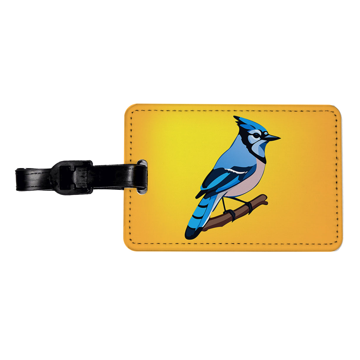 Blue Jay on Branch Travel Faux Leather Luggage Tag