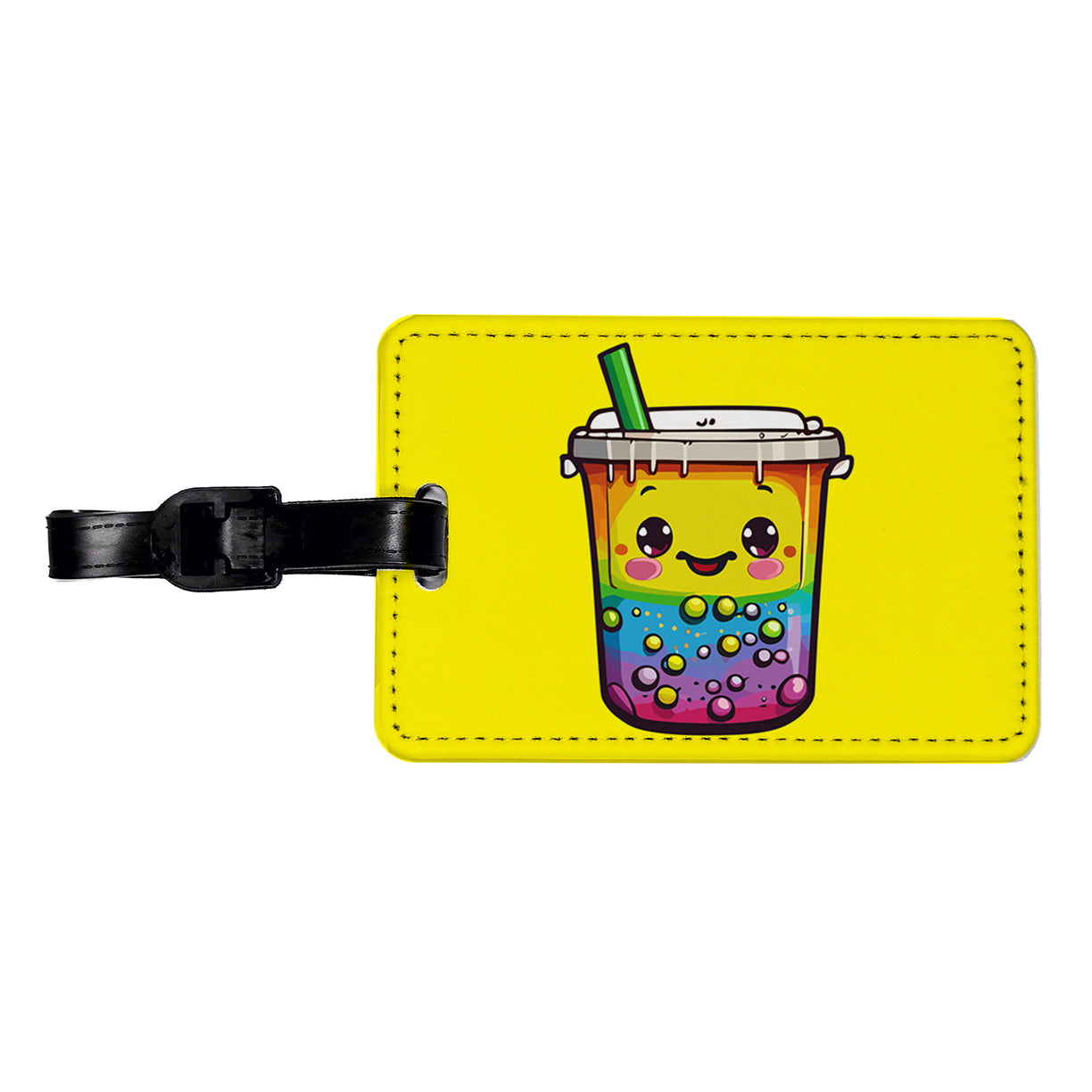Boba Bubble Tea Rainbow Cute Travel Faux Leather Luggage Tag