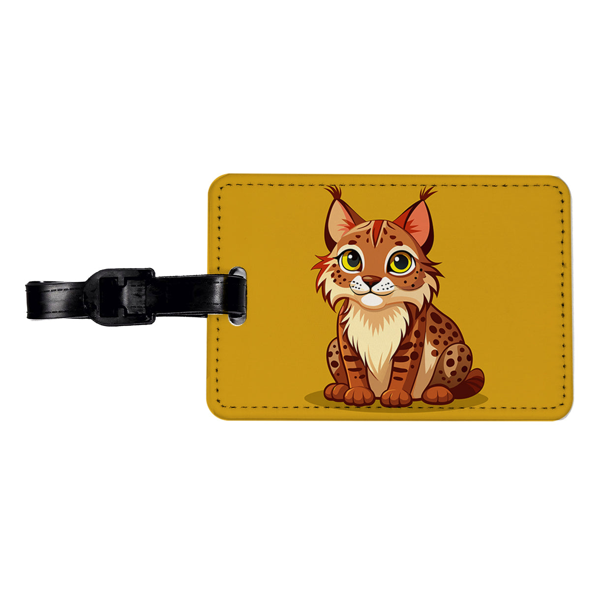 Bobcat Cute Travel Faux Leather Luggage Tag