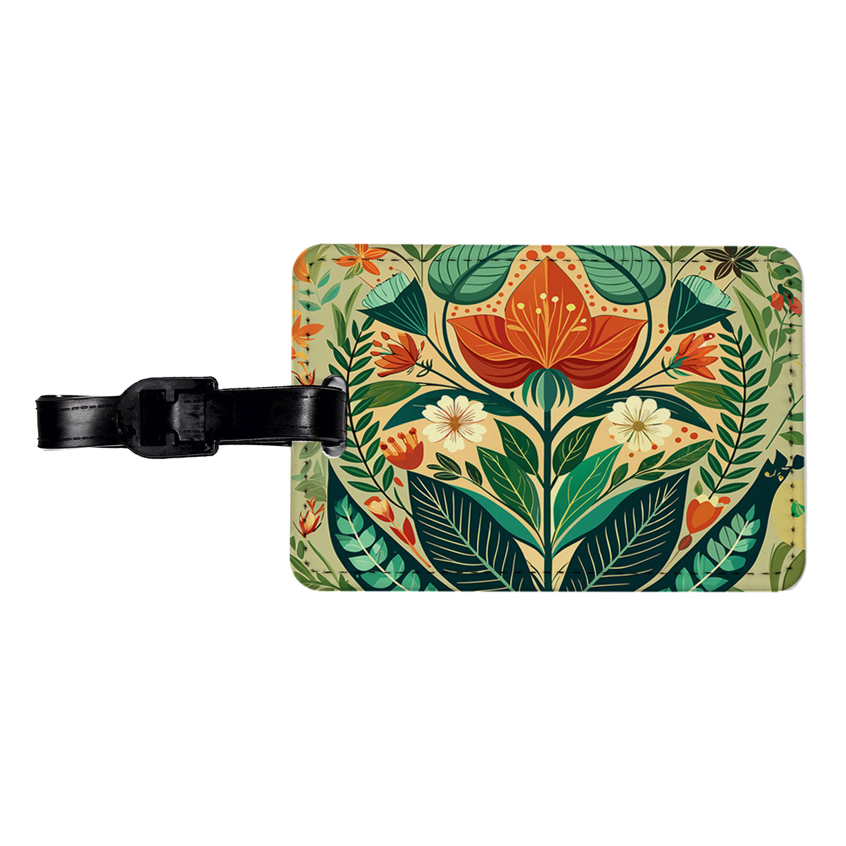Botanical Floral Art Nouveau Design Travel Faux Leather Luggage Tag