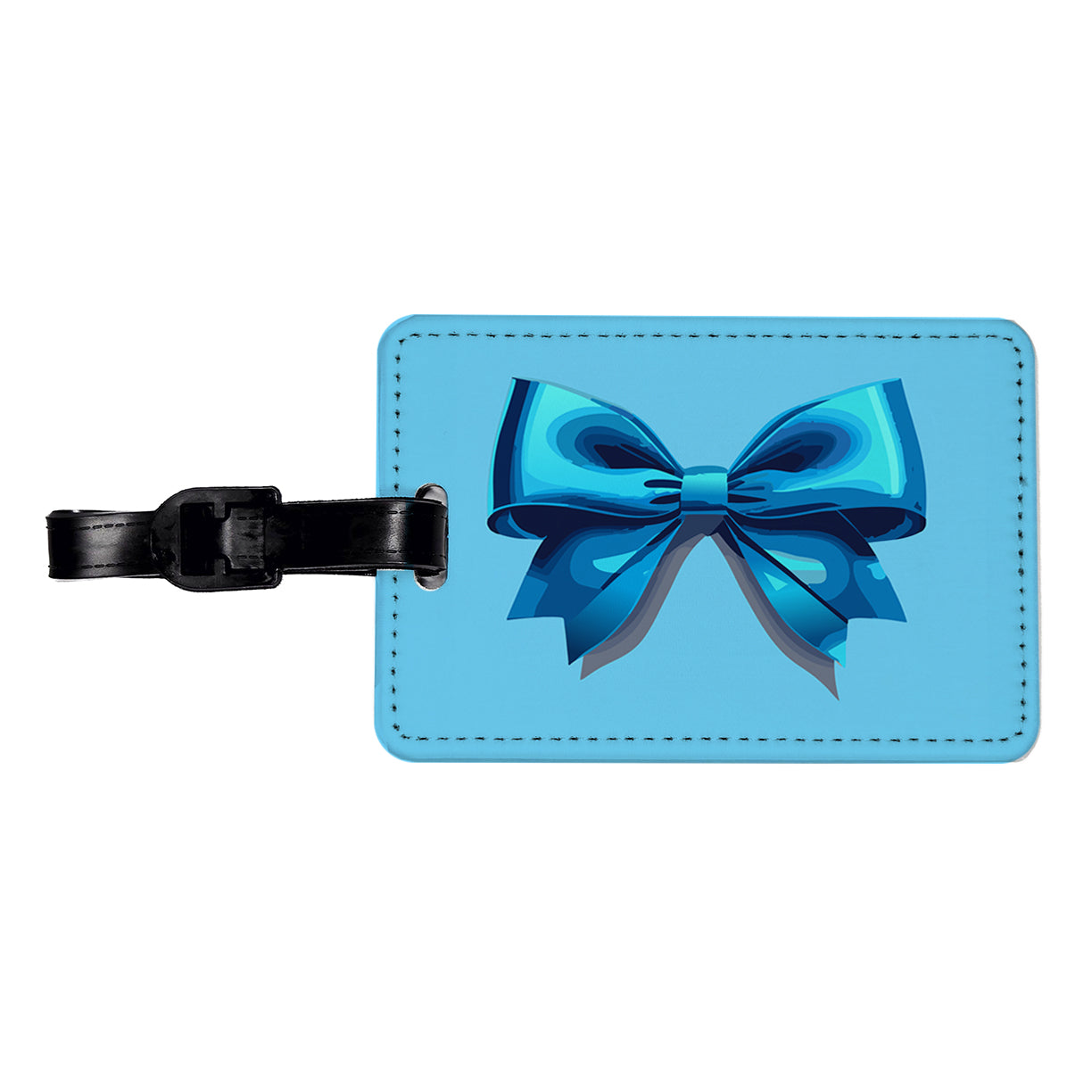 Bow Cheerleading Coquette Blue Travel Faux Leather Luggage Tag