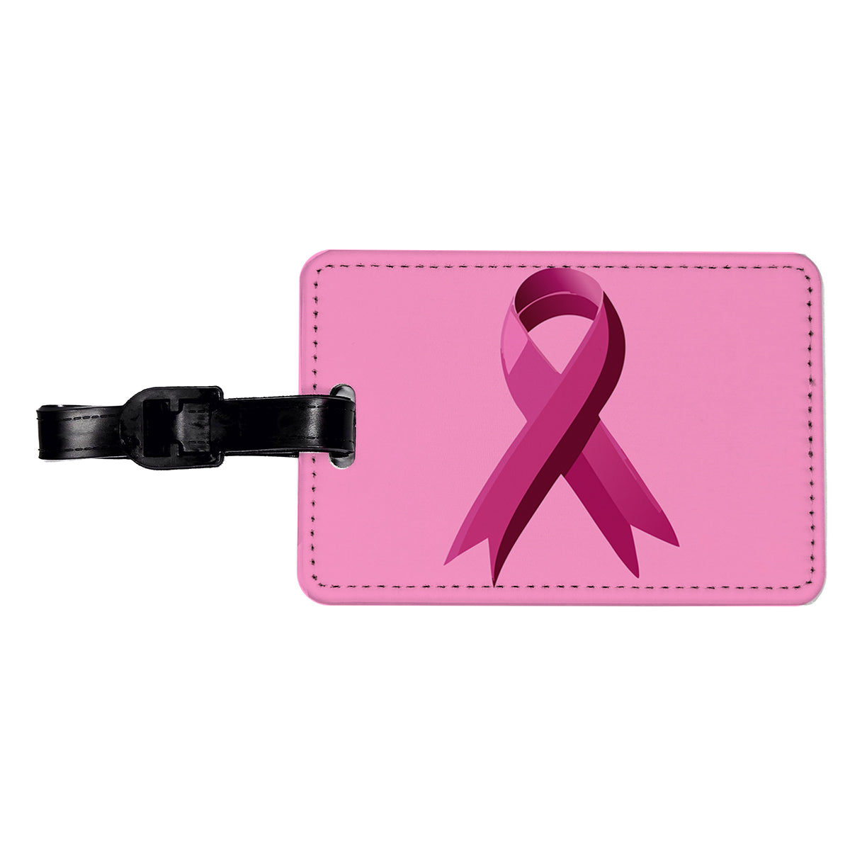 Breast Cancer Awareness Ribbon Pink Travel Faux Leather Luggage Tag